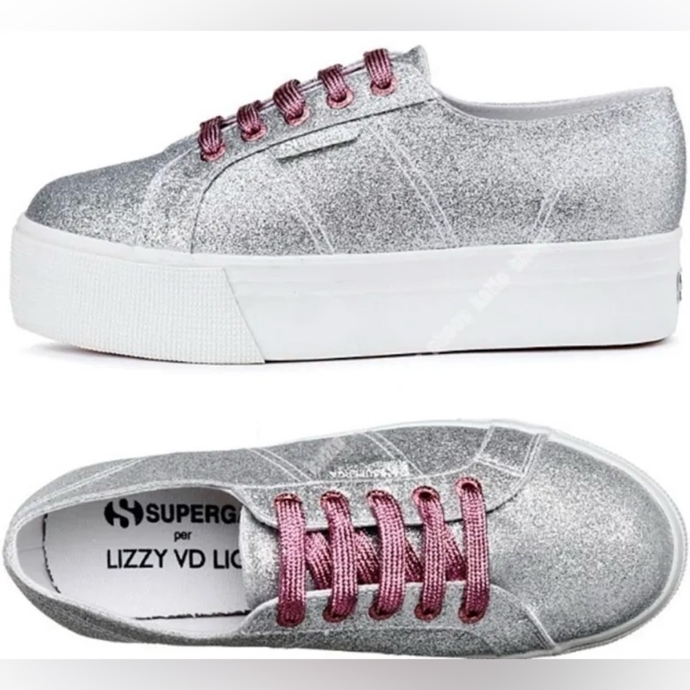 Superga Lizzy VD Ligt 2790 Silver‎ Microglitterw Women’s Platform Sneaker 6